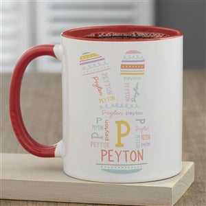 Easter Bunny Repeating Name Personalized Coffee Mugs - Red - 47589-R