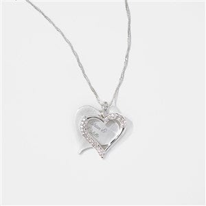 Engraved Silver Plated Brushed Heart Swing Necklace - 47598