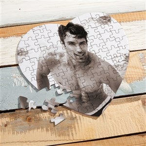 Flirtatious Love Personalized Mini Heart Photo Puzzle - 47635