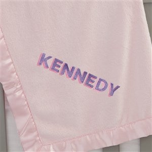 Shadow Name Embroidered Pink Satin Trim Baby Blanket - 47650-P