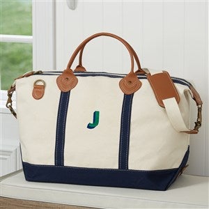 Shadow Name Embroidered Canvas Duffel Bag - Navy - 47651-B