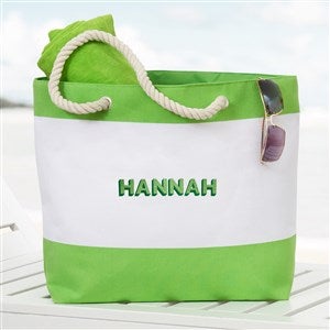 Shadow Name Embroidered Beach Bag-Green - 47653-G
