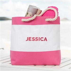Shadow Name Embroidered Beach Bag-Pink - 47653-P