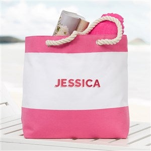 Shadow Name Embroidered Beach Bag - Pink - 47653-P