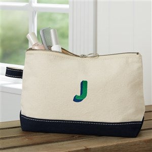 Shadow Name Embroidered Canvas Makeup Bag - Navy - 47655-N