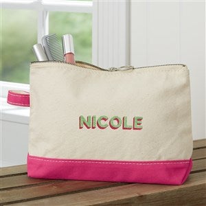 Shadow Name Personalized Canvas Makeup Bag - Pink - 47655-P