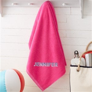 Shadow Name  Embroidered 35x60 Beach Towel- Hot Pink - 47656-HP