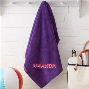 Shadow Name Embroidered 35x60 Beach Towel- Purple - 47656-P