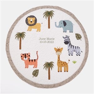 Embroidered Safari Animals Quilted Play Mat - 47699