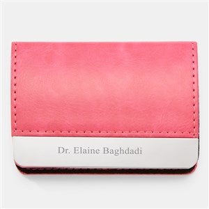 Engraved Pink Vegan Leather Card Case - 47714