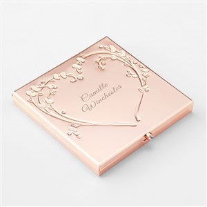 Engraved Rose Gold Heart & Vines Compact - 47716