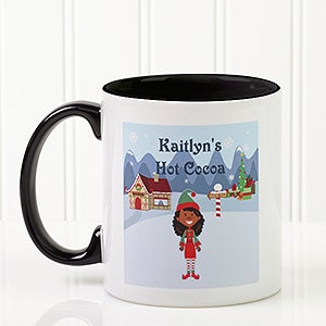 Personalized Christmas Mugs - Family Character - Black Handle - 4772-B