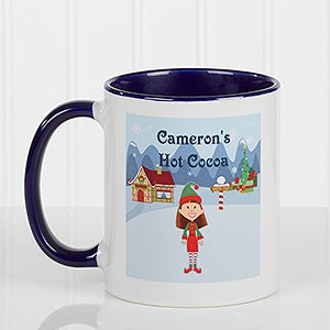 Personalized Christmas Mugs - Family Character - Blue Handle - 4772-BL