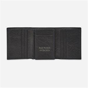 Engraved Fossil Black Neel Trifold Wallet - 47738