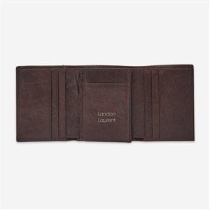 Engraved Fossil Brown Neel Trifold Wallet - 47739
