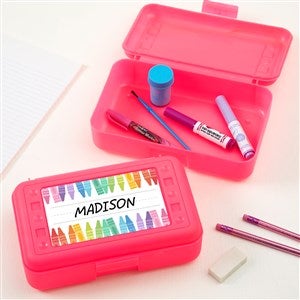 Watercolor Crayons Personalized Pink Pencil Box - 47784-P