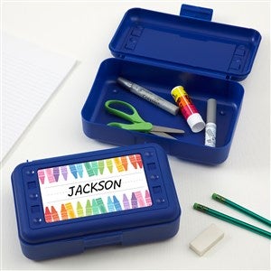 Watercolor Crayons Personalized Blue Pencil Box - 47784-B