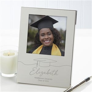 Scripty Grad Hat Personalized Silver Picture Frame - 47799