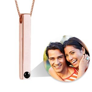 Custom Photo Projection Tall Tag Necklace- Rose Gold - 47808D-RG