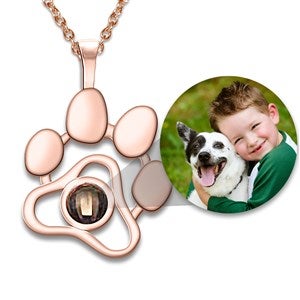 Custom Photo Projection Dog Paw Necklace - Rose Gold - 47810D-RG