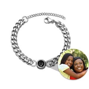 Custom Photo Projection Curb Bracelet-SS - 47820D-SS