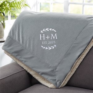 Their Initials Embroidered 60x72 Grey Sherpa Blanket - 47822-GL