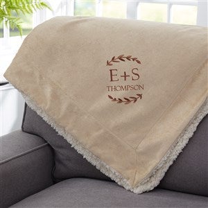 Their Initials Embroidered 60x72 Tan Sherpa Blanket - 47822-TL
