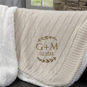 Their Initials Personalized 50x60 Tan Knit Throw Blanket - 47823-T