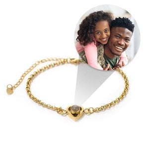 Custom Photo Projection Heart Bracelet-GP - 47824D-GP