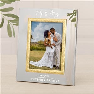 Modern Wedding Personalized Silver & Gold Hammered Frame - 5 x 7 - 47826-M