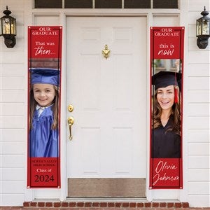Then & Now Graduate Personalized Photo Door Banner Set of 2 - 47897