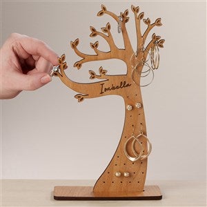 Wooden Tree Personalized Jewelry Holder Red