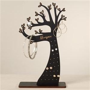 Wooden Tree Personalized Jewelry Holder - Black - 47912-B