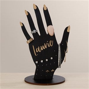 Wooden Hand Personalized Jewelry Holder- Black Poplar - 47938-B