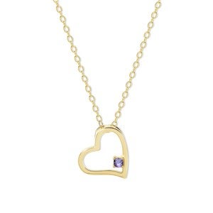 Custom Heart Birthstone Necklace - 1 Stone - 47958D-1GD