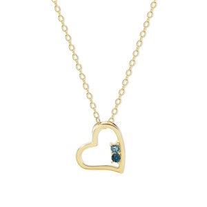 Custom Heart Birthstone Necklace - 2 Stones - 47958D-2GD