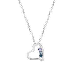 Custom Heart Birthstone Necklace - 3 Stones - 47958D-3SS