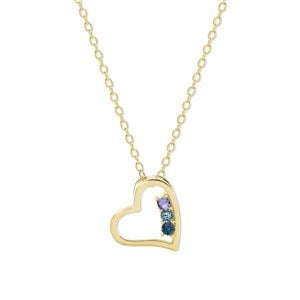 Custom Heart Birthstone Necklace - 3 Stones - 47958D-3GD