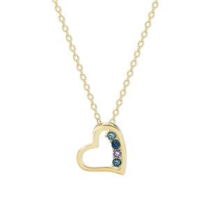 Custom Heart Birthstone Necklace- 4 Stones - 47958D-4GD