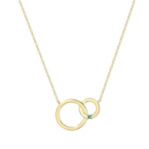 Custom Interlocking Circle Birthstone Necklace - 47962D-1GD