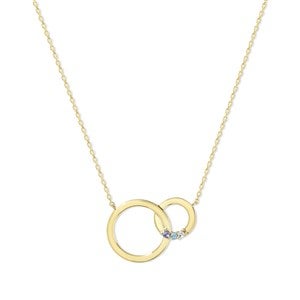 Custom Interlocking Circle Birthstone Necklace - 47962D-3GD