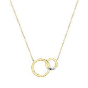 Custom Interlocking Circle Birthstone Necklace - 47962D-4GD