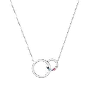 Custom Interlocking Circle Birthstone Necklace - 47962D-5SS