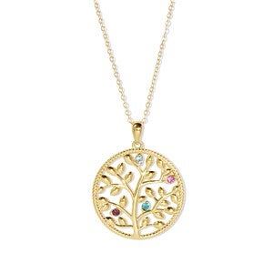 Custom Family Tree Birthstone Necklace - 4 Stones - 47981D-4GD