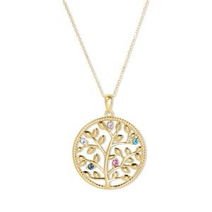 Custom Family Tree Birthstone Necklace- 5 Stones - 47981D-5GD