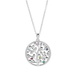 Custom Family Tree Birthstone Necklace- 6 Stones - 47981D-6SS