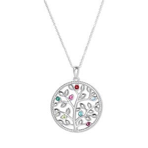 Custom Family Tree Birthstone Necklace- 7 Stones - 47981D-7SS