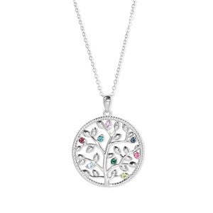 Custom Family Tree Birthstone Necklace- 8 Stones - 47981D-8SS