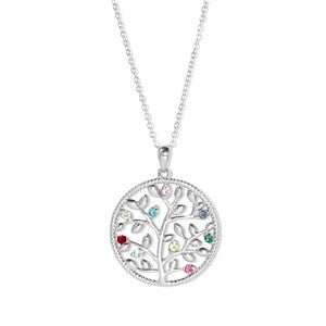 Custom Family Tree Birthstone Necklace- 9 Stones - 47981D-9SS