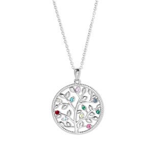 Custom Family Tree Birthstone Necklace- 10 Stones - 47981D-10SS